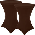 Cocktail Table Covers 2 Pack, Elastic Fitted Stretch Table Cloth, Round High Top Tablecloths for Bar, Party