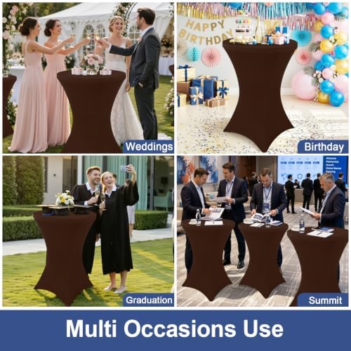 Cocktail Table Covers 2 Pack, Elastic Fitted Stretch Table Cloth, Round High Top Tablecloths for Bar, Party, alternate view 7