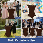 Cocktail Table Covers 2 Pack, Elastic Fitted Stretch Table Cloth, Round High Top Tablecloths for Bar, Party, alternate view 7