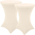 Cocktail Table Covers 2 Pack, Elastic Fitted Stretch Table Cloth, Round High Top Tablecloths for Bar, Party