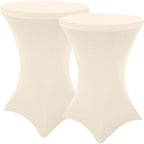 Cocktail Table Covers 2 Pack, Elastic Fitted Stretch Table Cloth, Round High Top Tablecloths for Bar, Party