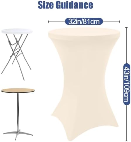 Cocktail Table Covers 2 Pack, Elastic Fitted Stretch Table Cloth, Round High Top Tablecloths for Bar, Party, alternate view 3