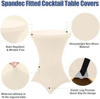 Cocktail Table Covers 2 Pack, Elastic Fitted Stretch Table Cloth, Round High Top Tablecloths for Bar, Party, alternate view 4