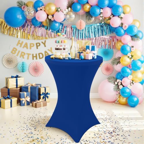 Cocktail Table Covers 2 Pack, Elastic Fitted Stretch Table Cloth, Round High Top Tablecloths for Bar, Party, alternate view 6