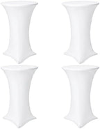 Cocktail Table Covers, 4 Pack 32x43 Inch Stretch Fitted Tablecloth, Reusable Tablecloths for Pub Bistro Highboy