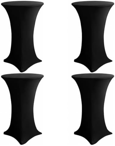Cocktail Table Covers, 4 Pack 32x43 Inch Stretch Fitted Tablecloth, Reusable Tablecloths for Pub Bistro Highboy