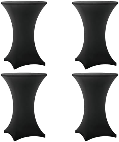 Cocktail Table Covers - 4 Pack 32x43 Inch Table Cloth - Black in 32x43 Inch in Black