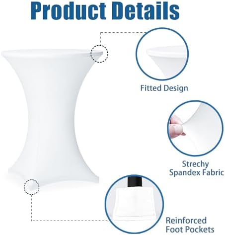 Cocktail Table Covers - 4 Pack 32x43 Inch Table Cloth - White in 32x43 Inch in White, alternate view 5