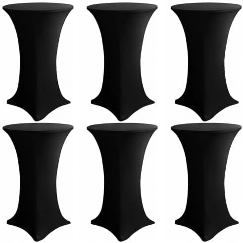 Cocktail Table Covers, 6 Pack 32x43 Inch Stretch Fitted Tablecloth, Reusable Tablecloths for Pub Bistro Highboy