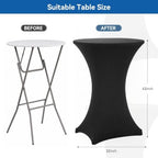 Cocktail Table Covers, 6 Pack 32x43 Inch Stretch Fitted Tablecloth, Reusable Tablecloths for Pub Bistro Highboy, alternate
