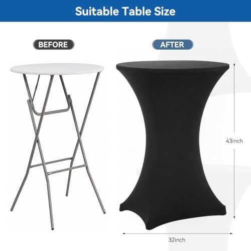 Cocktail Table Covers, 6 Pack 32x43 Inch Stretch Fitted Tablecloth, Reusable Tablecloths for Pub Bistro Highboy, alternate