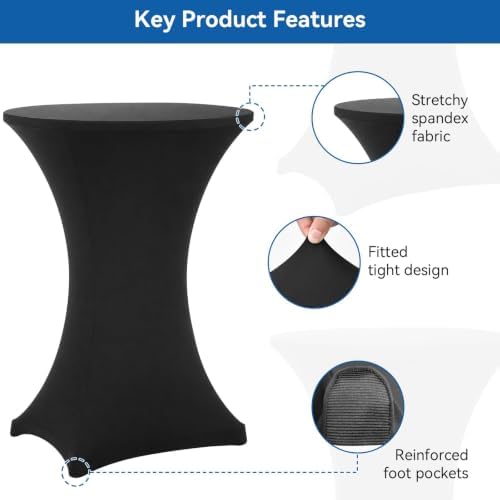 Cocktail Table Covers, 6 Pack 32x43 Inch Stretch Fitted Tablecloth, Reusable Tablecloths for Pub Bistro Highboy, alternate
