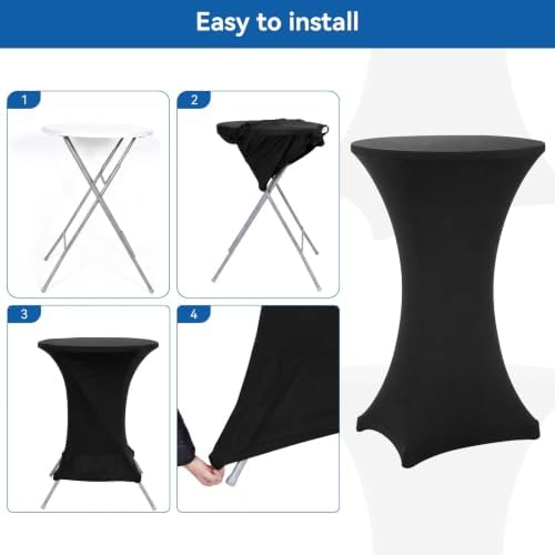 Cocktail Table Covers, 6 Pack 32x43 Inch Stretch Fitted Tablecloth, Reusable Tablecloths for Pub Bistro Highboy, alternate