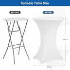 Cocktail Table Covers, 6 Pack 32x43 Inch Stretch Fitted Tablecloth, Reusable Tablecloths for Pub Bistro Highboy, alternate