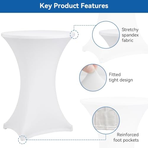 Cocktail Table Covers, 6 Pack 32x43 Inch Stretch Fitted Tablecloth, Reusable Tablecloths for Pub Bistro Highboy, alternate
