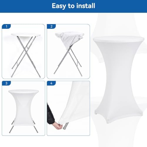 Cocktail Table Covers, 6 Pack 32x43 Inch Stretch Fitted Tablecloth, Reusable Tablecloths for Pub Bistro Highboy, alternate