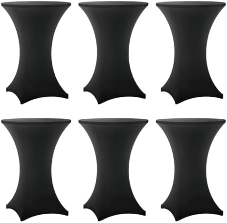 Cocktail Table Covers - 6 Pack 32x43 Inch Table Cloth - Black in 32x43 Inch in Black
