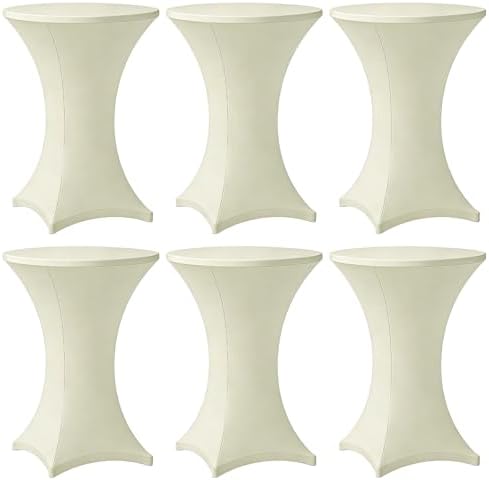 Cocktail Table Covers - 6 Pack 32x43 Inch Table Cloth - Ivory in 32x43 Inch in Ivory