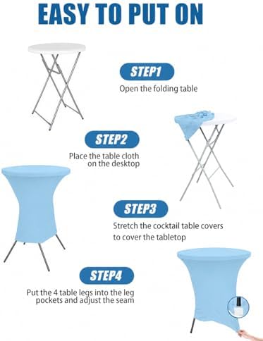Cocktail Table Covers - 6 Pack 32x43 Inch Table Cloth - Light Blue in 32x43 Inch in Light Blue, alternate view 4