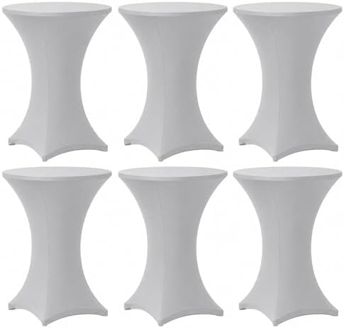 Cocktail Table Covers - 6 Pack 32x43 Inch Table Cloth - Light Grey in 32x43 Inch in Light Grey