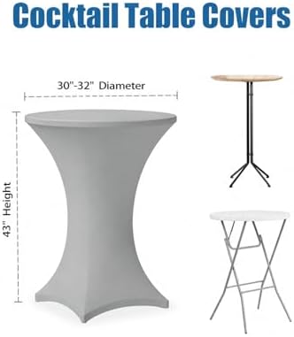 Cocktail Table Covers - 6 Pack 32x43 Inch Table Cloth - Light Grey in 32x43 Inch in Light Grey, alternate view 3