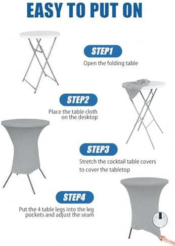 Cocktail Table Covers - 6 Pack 32x43 Inch Table Cloth - Light Grey in 32x43 Inch in Light Grey, alternate view 4