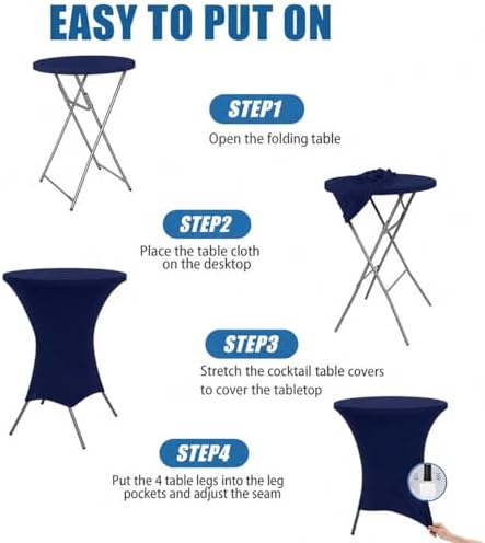 Cocktail Table Covers - 6 Pack 32x43 Inch Table Cloth - Navy Blue in 32x43 Inch in Navy Blue, alternate view 4