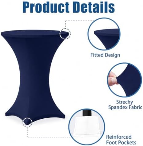 Cocktail Table Covers - 6 Pack 32x43 Inch Table Cloth - Navy Blue in 32x43 Inch in Navy Blue, alternate view 5