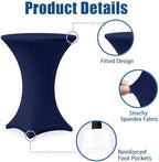 Cocktail Table Covers - 6 Pack 32x43 Inch Table Cloth - Navy Blue in 32x43 Inch in Navy Blue, alternate view 5