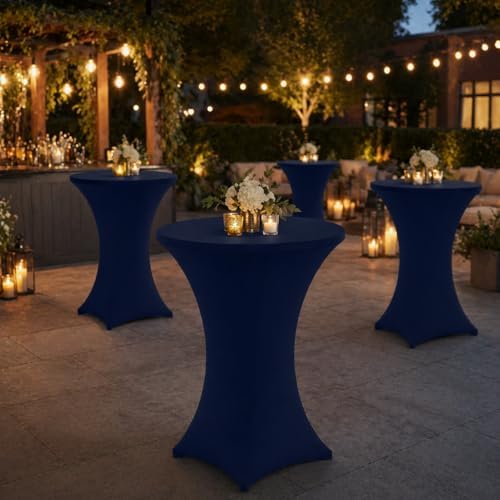 Cocktail Table Covers - 6 Pack 32x43 Inch Table Cloth - Navy Blue in 32x43 Inch in Navy Blue, alternate view 7