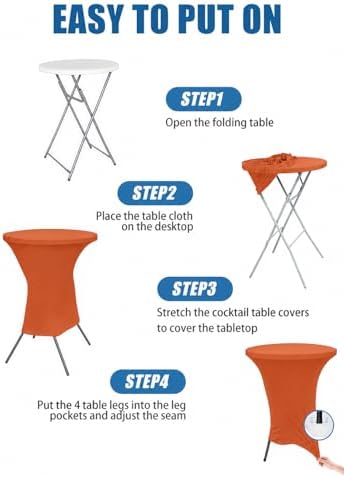 Cocktail Table Covers - 6 Pack 32x43 Inch Table Cloth - Orange in 32x43 Inch, alternate view 4