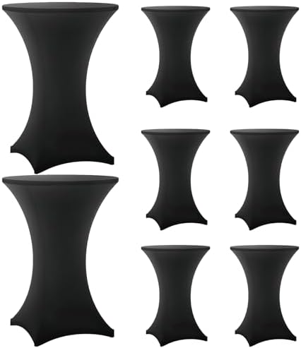 Cocktail Table Covers - 8 Pack 32x43 Inch Table Cloth - Black in 32x43 Inch in Black