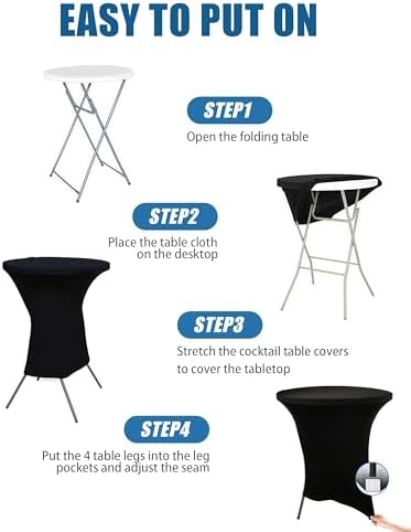 Cocktail Table Covers - 8 Pack 32x43 Inch Table Cloth - Black in 32x43 Inch in Black, alternate view 4