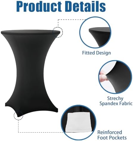 Cocktail Table Covers - 8 Pack 32x43 Inch Table Cloth - Black in 32x43 Inch in Black, alternate view 5