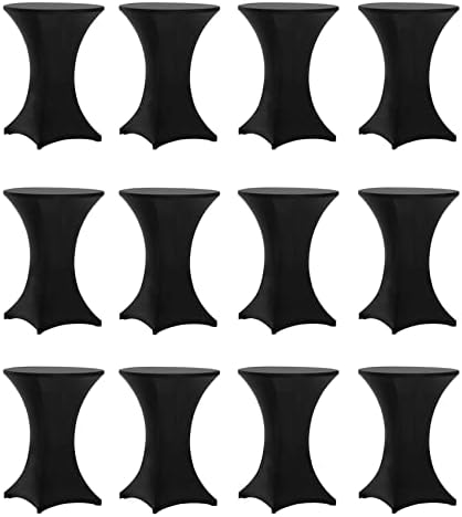 Cocktail Table Covers Black, Cocktail Tablecloth 12 Pack 32x43 Inch in 32x43 Inch