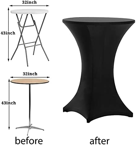 Cocktail Table Covers Black, High Top Table Cloths 8 Pack 32x43 Inch in 32x43 Inch, alternate view 3
