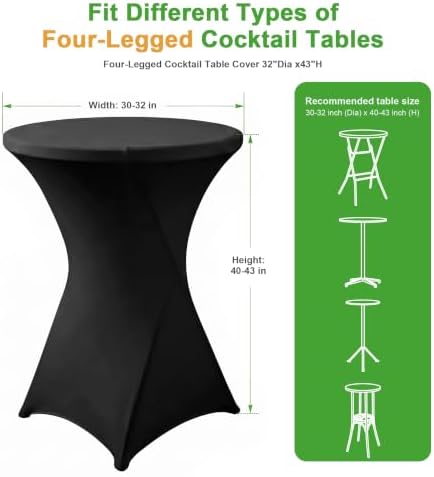 Cocktail Table Covers Black Spandex High Top Tablecloth 12 Pack in Black, alternate view 3