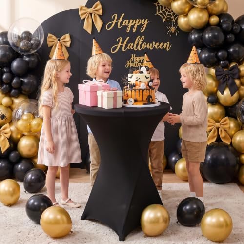 Cocktail Table Covers Black Spandex High Top Tablecloth 4 Pack in Black, alternate view 2