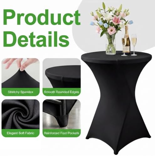Cocktail Table Covers Black Spandex High Top Tablecloth 6 Pack, alternate view 4