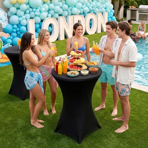 Cocktail Table Covers Black Spandex High Top Tablecloth 6 Pack, alternate view 6