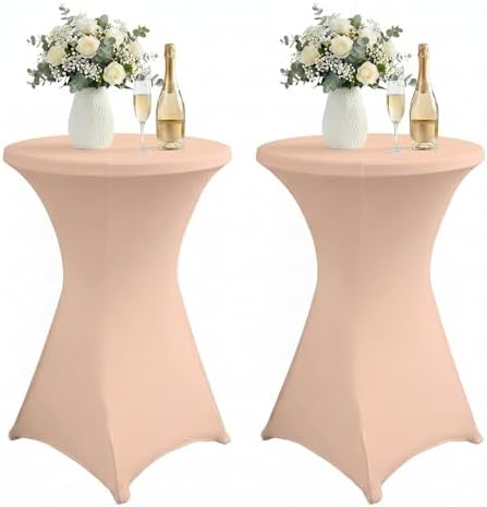 Cocktail Table Covers, Fitted Stretch, 2-Pack, Coral Pink