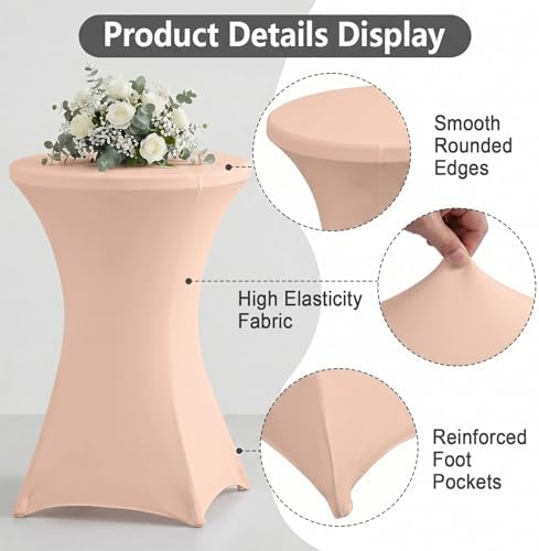 Cocktail Table Covers, Fitted Stretch, 2-Pack, Coral Pink, alternate view 4