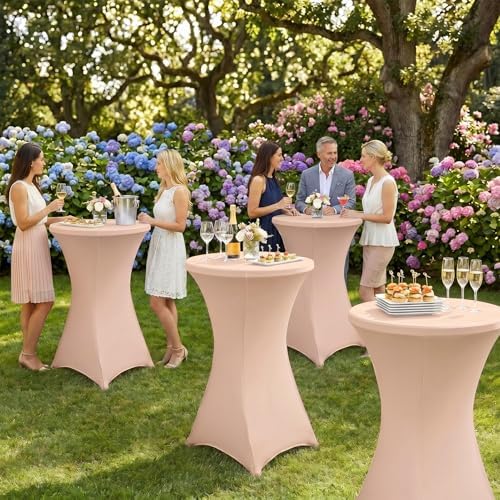 Cocktail Table Covers, Fitted Stretch, 2-Pack, Coral Pink, alternate view 5