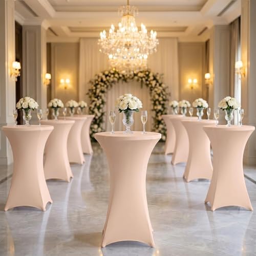 Cocktail Table Covers, Fitted Stretch, 2-Pack, Coral Pink, alternate view 6