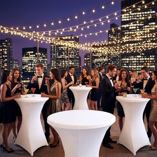 Cocktail Table Covers, Fitted Stretch, 2-Pack, White in White, alternate view 2