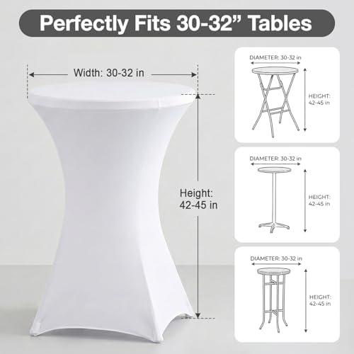 Cocktail Table Covers, Fitted Stretch, 2-Pack, White in White, alternate view 3