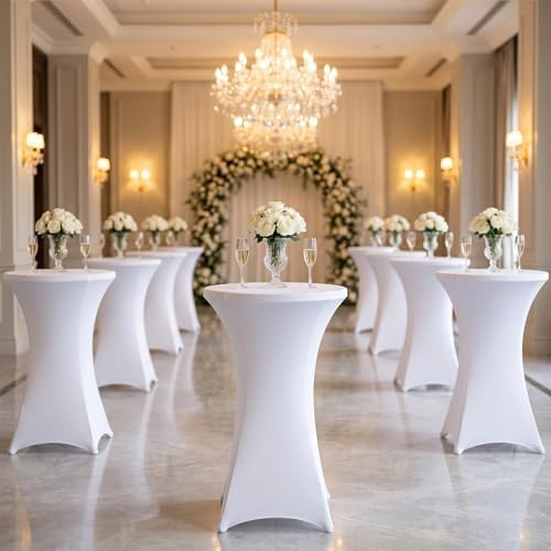 Cocktail Table Covers, Fitted Stretch, 2-Pack, White in White, alternate view 6