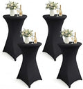 Cocktail Table Covers, Fitted Stretch, 4-Pack, Black in Black
