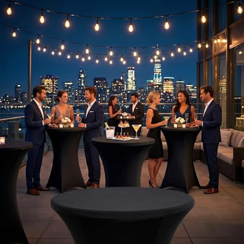 Cocktail Table Covers, Fitted Stretch, 4-Pack, Black in Black, alternate view 2