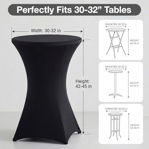 Cocktail Table Covers, Fitted Stretch, 4-Pack, Black in Black, alternate view 3